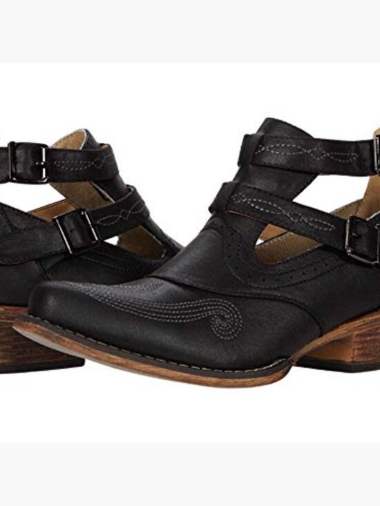 Shoes - Womens Snip Toe Ankle Boots Low Heel